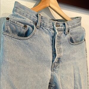 Old Navy Button Fly Classic Light Blue Women's Jeans, Distressed Size 30